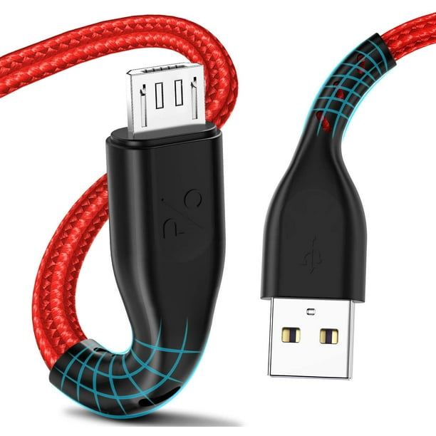 2-Pack 6.6FT Red Micro USB to USB A High Speed Sync Charger Nylon Braided Cord Compatible Samsung Galaxy S6 S7 Edge J7 Note 5,Kindle,LG,Xbox,PS4,Camera,Smartphones JSAUX Micro USB Cable Android, 